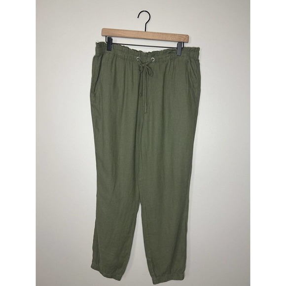 Social Standard by Sanctuary Green Linen Blend Solstice Jogger Pant Women's XL - Picture 1 of 7